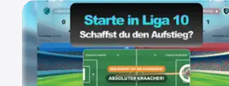 Bolzplatz App Store Screenshot: Starte in Liga 10